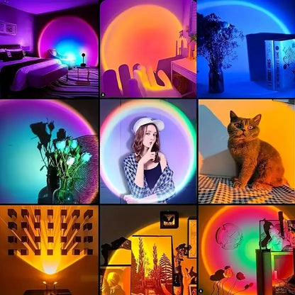 Sunset Projector Lamp Rainbow Atmosphere Night Light Sunset Light for Bedroom Room Decor Decoration Background Wall Table Lamp